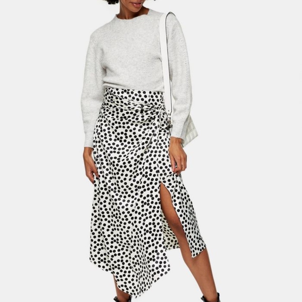 Topshop Black and White Spot Print Skirt NWT